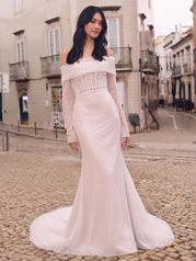 23MB724A01 Ivory Over Blush Gown With Ivory Illusion front