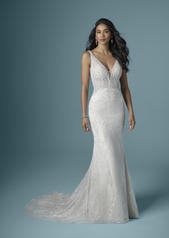 20MS215 Ivory Gown With Ivory Illusion front