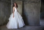 20MW328 Diamond White gown with Nude Illusion front
