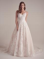 22MS901 Ivory Over Nude Gown With Natural Illusion front