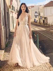 23MK654 Ivory Over Soft Nude Gown With Natural Illusion front