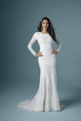 20MS213 Ivory over Soft Pearl gown with Ivory Illusion front