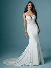20MS268MC Ivory/Silver Accent Gown With Ivory Illusion front