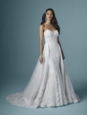20MS323 Ivory/Silver Accent Gown With Ivory Illusion front