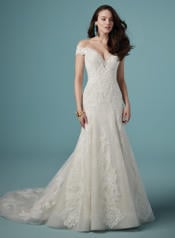 9MW855 Ivory gown with Ivory Illusion front