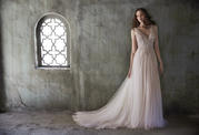 20MS318 Ivory over Nude/Pewter Accent gown with Nude Illus front