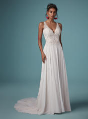 9MS837 Ivory over Soft Blush/Pewter Accent gown with Ivor front