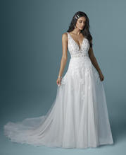 Micki-CL Ivory over Champagne gown with Nude Illusion front