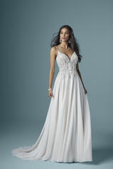 20MC251 Ivory over Nude gown with Nude Illusion front