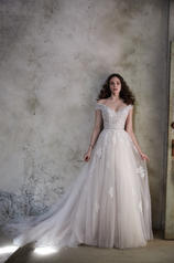 20MS322 Ivory/Silver Accent gown with Nude Illusion front