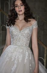 20MS322 Ivory/Silver Accent gown with Nude Illusion detail