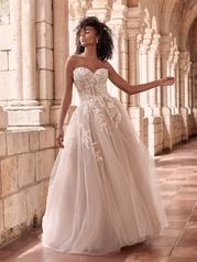 21MW359 Ivory Gown With Nude Illusion front
