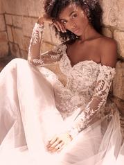 21MW359 Ivory Over Stone Gown With Nude Illusion-pictured detail