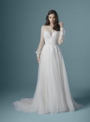 20MS287 Ivory over Champagne gown with Nude Illusion front