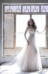 20MS287 Ivory over Champagne gown with Nude Illusion detail