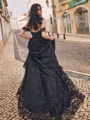 23MB716 All Black Gown With Black Illusion back