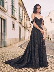 23MB716 All Black Gown With Black Illusion front