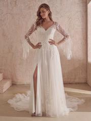 22MW928 Ivory Over Soft Nude Gown With Natural Illusion front