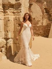 22MS500 Ivory Over Nude Gown With Ivory Illusion front
