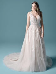 20MS729MC Ivory/Blush Accent Over Champagne Gown With Nude I front