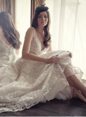 9MT897 Ivory gown with Ivory Illusion detail