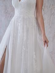 22MS942 Ivory/Silver Accent Gown With Natural Illusion detail