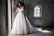 20MS202AC Ivory over Blush/Silver Accent gown with Nude Illu front