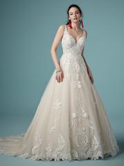 9MS902 Ivory over Blush gown with Nude Illusion front