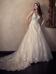 9MS902 Ivory over Blush gown with Nude Illusion front