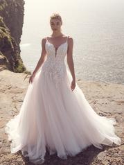 23RC121A01 Ivory Over Blush Gown With Natural Illusion front