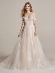22RN983A01 Ivory Over Champagne Gown With Natural Illusion front