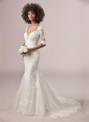 9RW804 Antique Ivory Gown With Ivory Illusion front