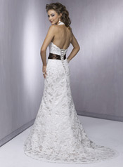 Karena-S5223 Ivory Lace Over Pearl Rose With Chocolate Ribbon back