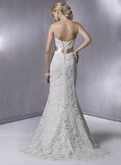 Karena Royale-S5229 Ivory Lace Over Light Gold With Gold Ribbon back