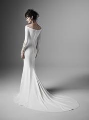 20SW240 Diamond White Gown With Nude Illusion Sleeves back