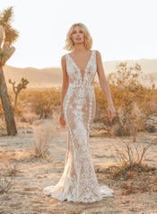 9SW910MC Ivory gown with Nude Illusion front