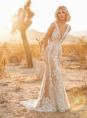 9SW910MC Ivory gown with Nude Illusion detail