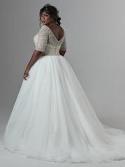 7SS611AC Ivory/Pewter Accent gown with Ivory Illusion back