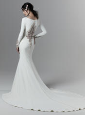 9SC815 Ivory/Pewter Accent gown with Nude illusion back
