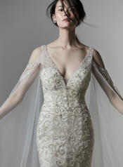 9ST920 Ivory gown with Ivory Illusion detail