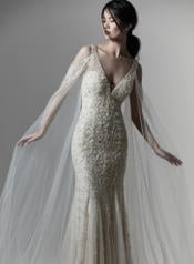 DS9ST920 Ivory gown with Ivory Illusion front