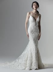 9SS918 Ivory over Light Nude gown with Nude Illusion front