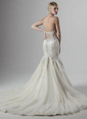 9SC885 Ivory/Pewter Accent gown with Ivory Illusion back