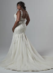 9SC885AC Ivory/Pewter Accent gown with Ivory Illusion back