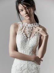 9SC814 Ivory over Light Champagne gown with Nude Illusion detail