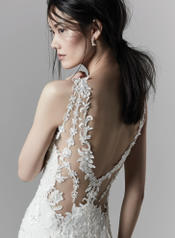 9SC814 Ivory over Light Champagne gown with Nude Illusion detail