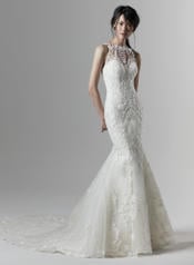 9SC814 Ivory over Light Champagne gown with Nude Illusion front