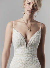 9SC878 Ivory over Antique Ivory gown with Nude Illusion detail