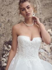 23SW075A01 Ivory/Silver Accent Gown With Ivory Illusion detail