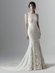 9SC803 Ivory Over Nude Gown With Ivory Illusion front